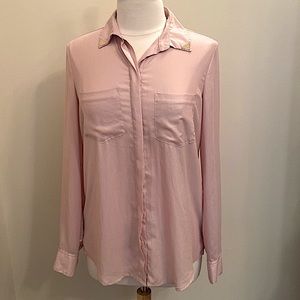 Rock & Republic Rose Smoke Button Down Collared Long Sleeve Career Top Size M